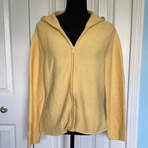 Talbots Large Butter Yellow Ribbed Sweater Zip Up Hoodie